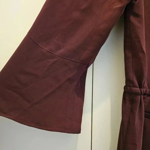 New W Tags LAUREN RALPH LAUREN BurgundyBell Sleeve V-neck Drawstring Jumpsuit 12 - Picture 9 of 14